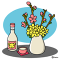 桃の花・白酒