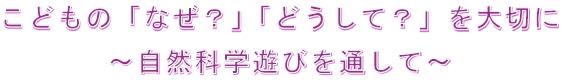 子どもの「なぜ？」「どうして？」を大切に　～自然科学遊びを通して～