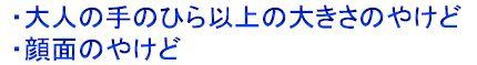 大人の手のひら以上の大きさのやけど