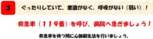 ぐったりしていて、意識がなく、呼吸がない（弱い）！